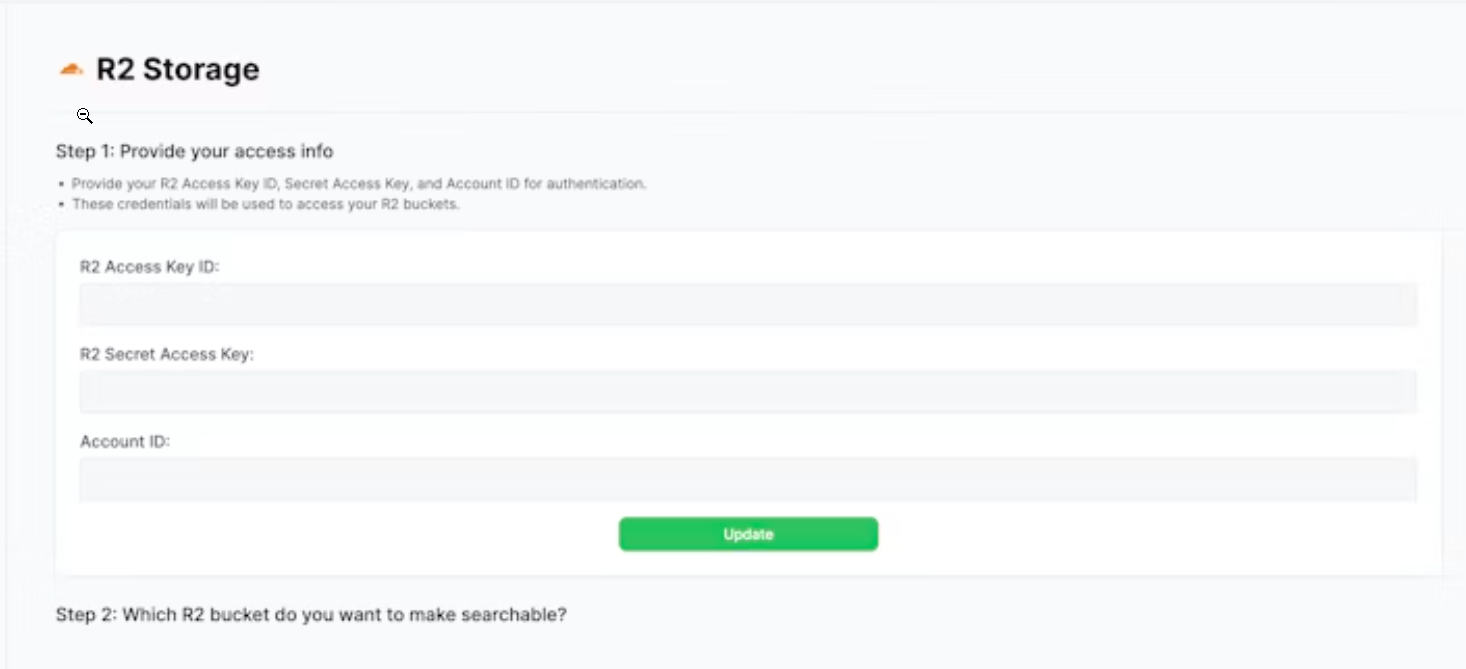 R2 credentials input